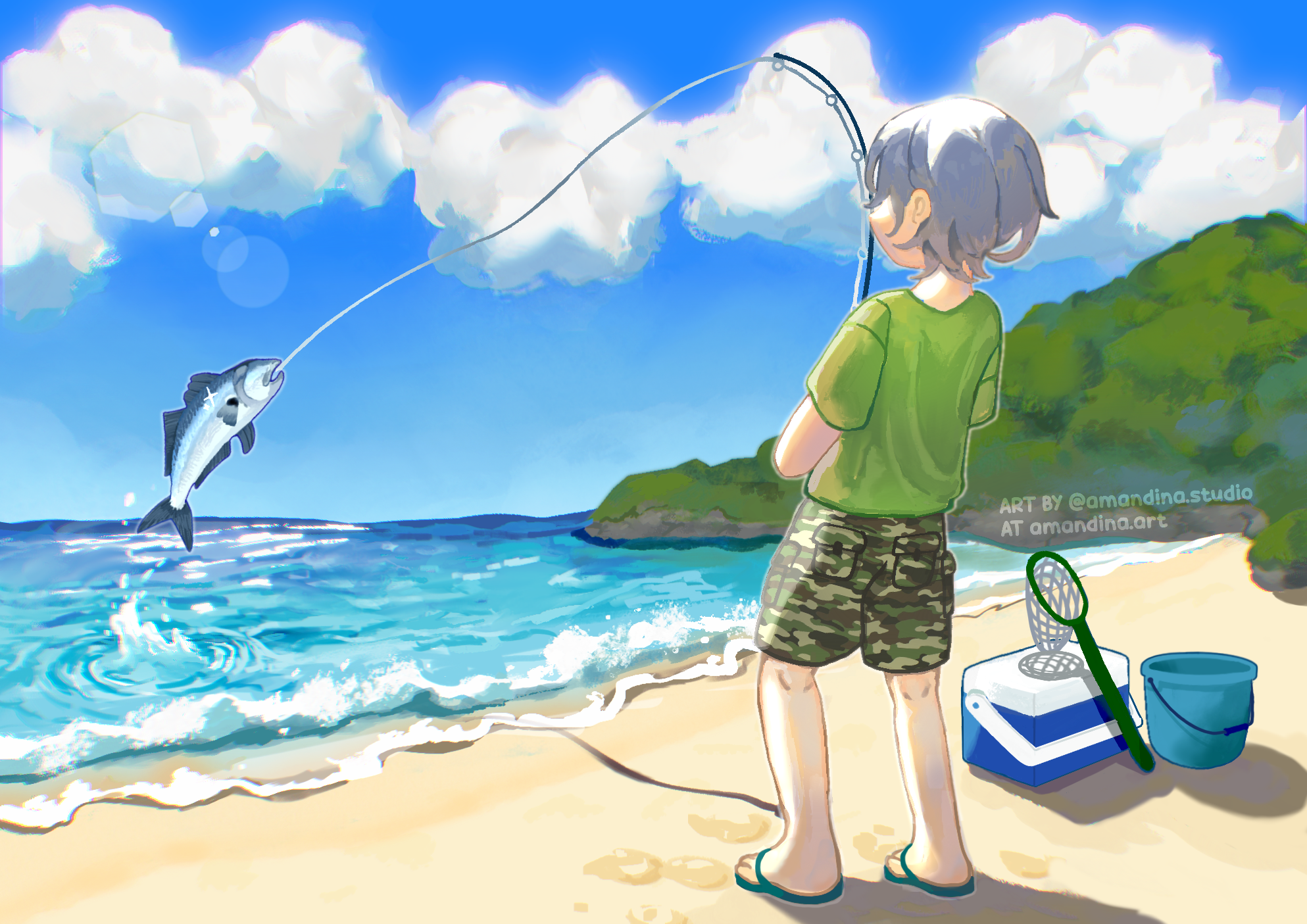 Fishing by the Beach